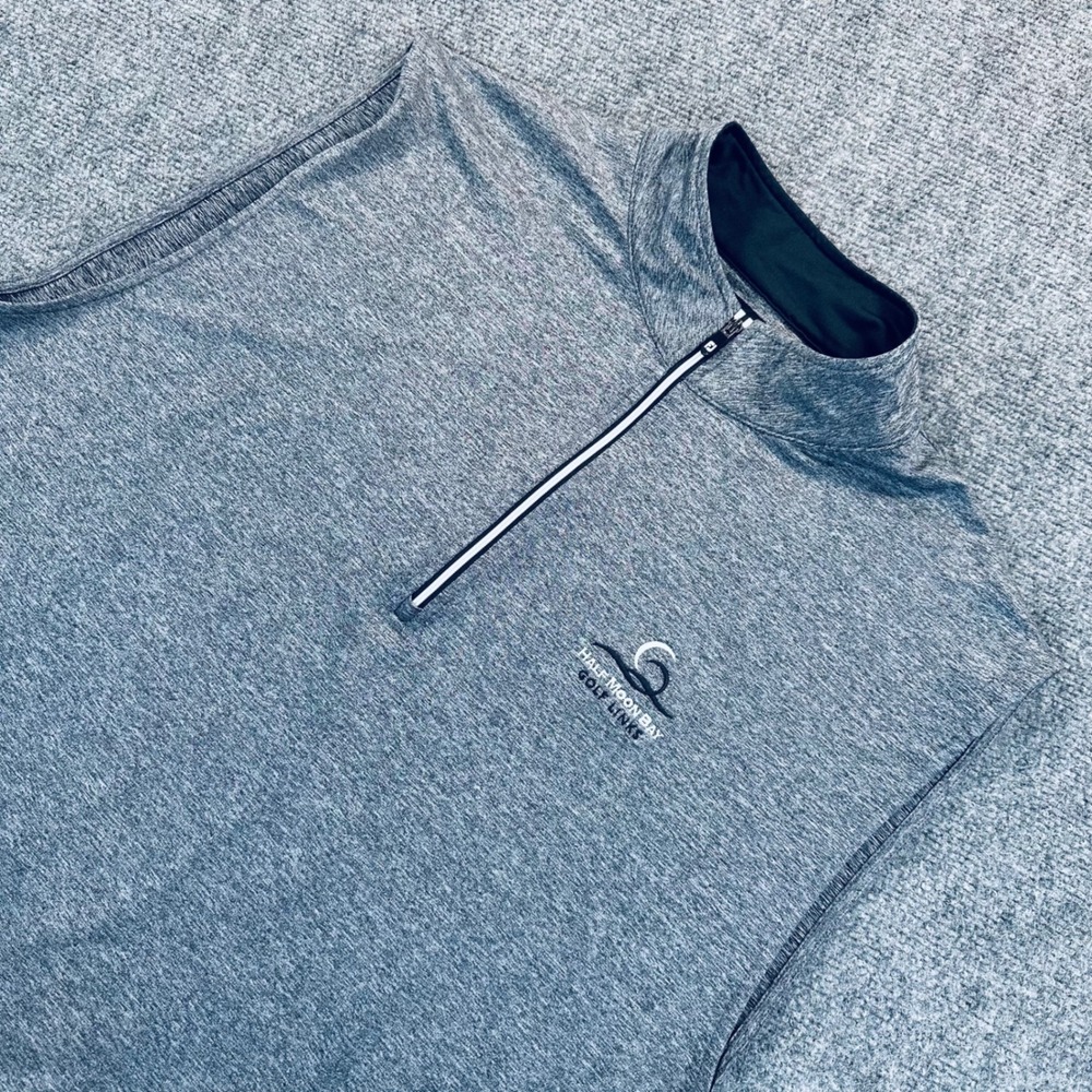 FOOTJOY Men's L Gray Heathrr Yoke Pullover 1/2 Zip Vest Half Moon Bay Golf Links